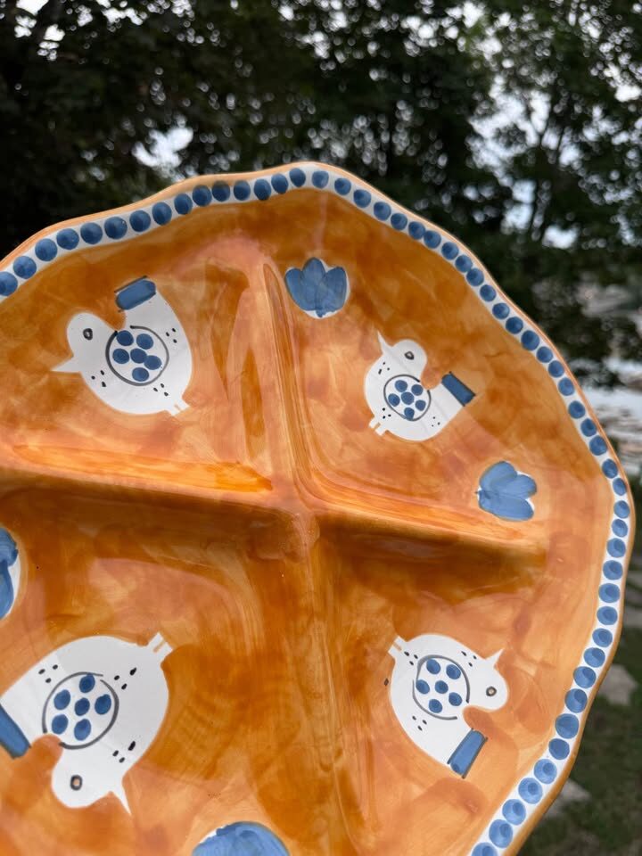 Large 14" Vintage Nuova Vietri Italian Ceramic Divided Serving Platter / Antipasto Tray -! - photo 6
