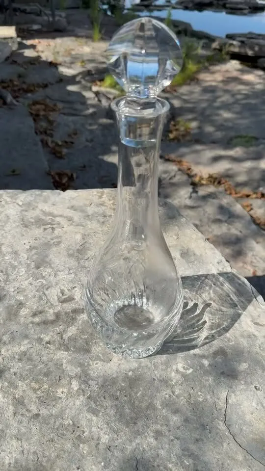 Vintage Heavy Cut Crystal Beverage Carafe & Geometric Stopper - photo 1