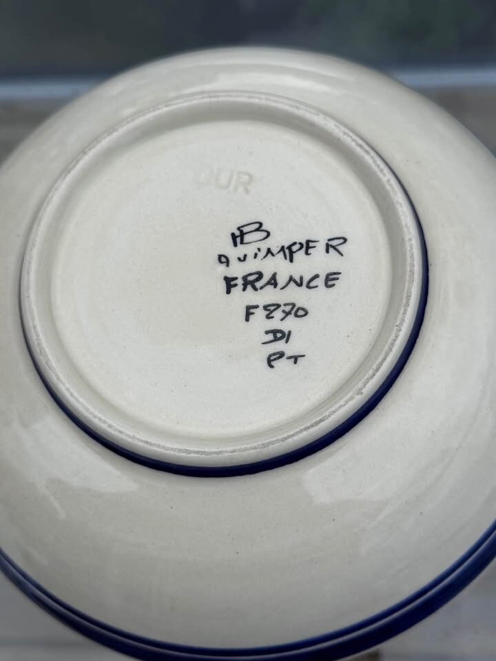 Vintage Henriot Quimper France 7” Hand-Painted Faience Bowl - Breton Woman - photo 2