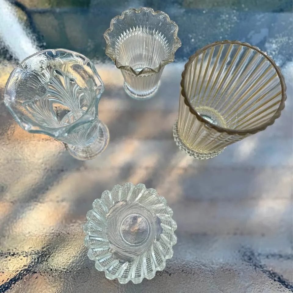 MCM Clear Pressed Glass Vase Set (4 Pcs) – $100 Full Lot / Will Separate $20-$40 - photo 2