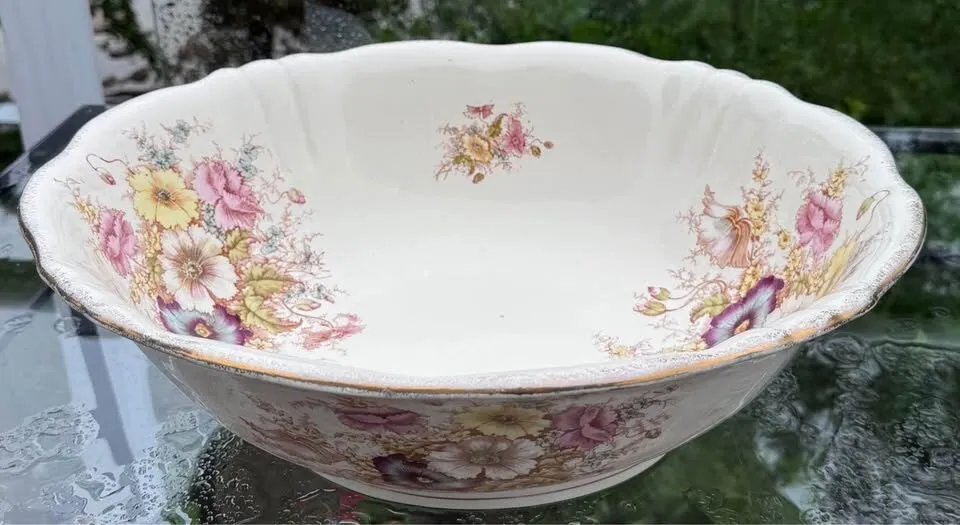 Antique S. Fielding & Co. (Crown Devon) Victorian Floral Wash Basin Bowl 1880-1913 - photo 5
