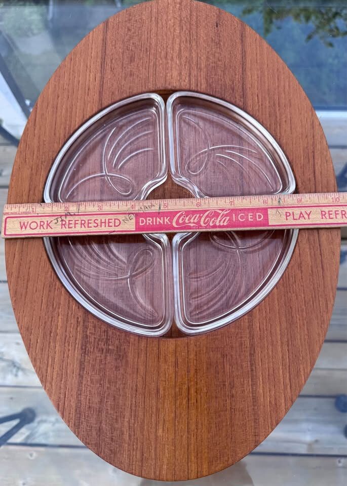 Vintage Mid-Century Modern Japanese Bentwood & Glass Condiment Tray - photo 5