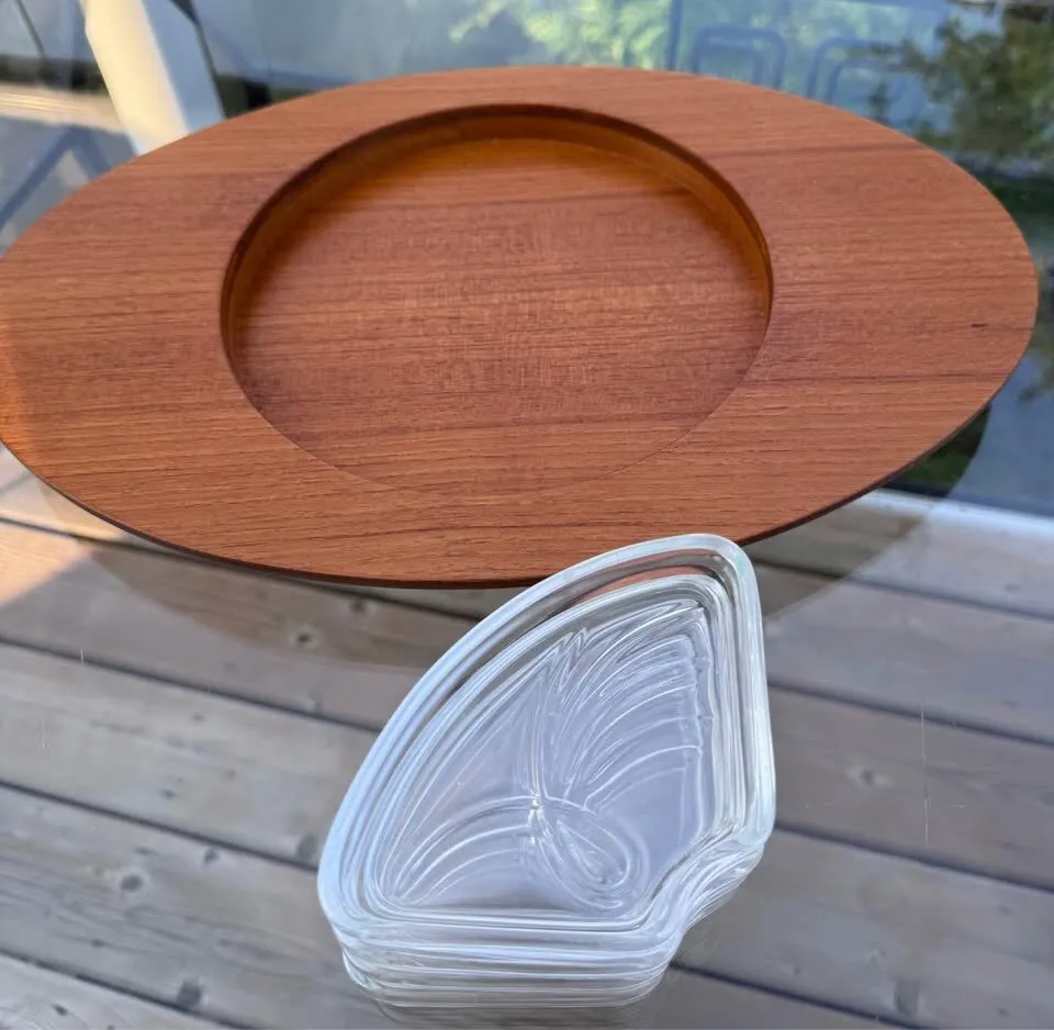 Vintage Mid-Century Modern Japanese Bentwood & Glass Condiment Tray - photo 9