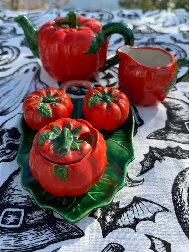 Vintage Maruhon Ware Tomato / Pumpkin Tea Set - 6 Pc Made in Japan - photo 4