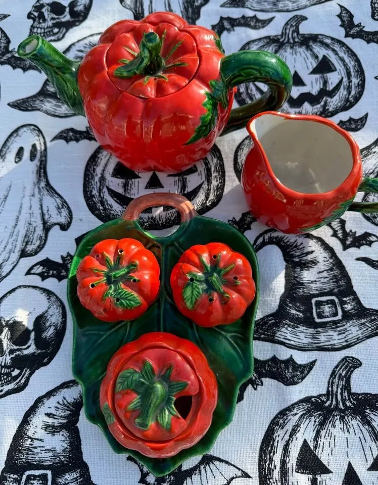 Vintage Maruhon Ware Tomato / Pumpkin Tea Set - 6 Pc Made in Japan - photo 5