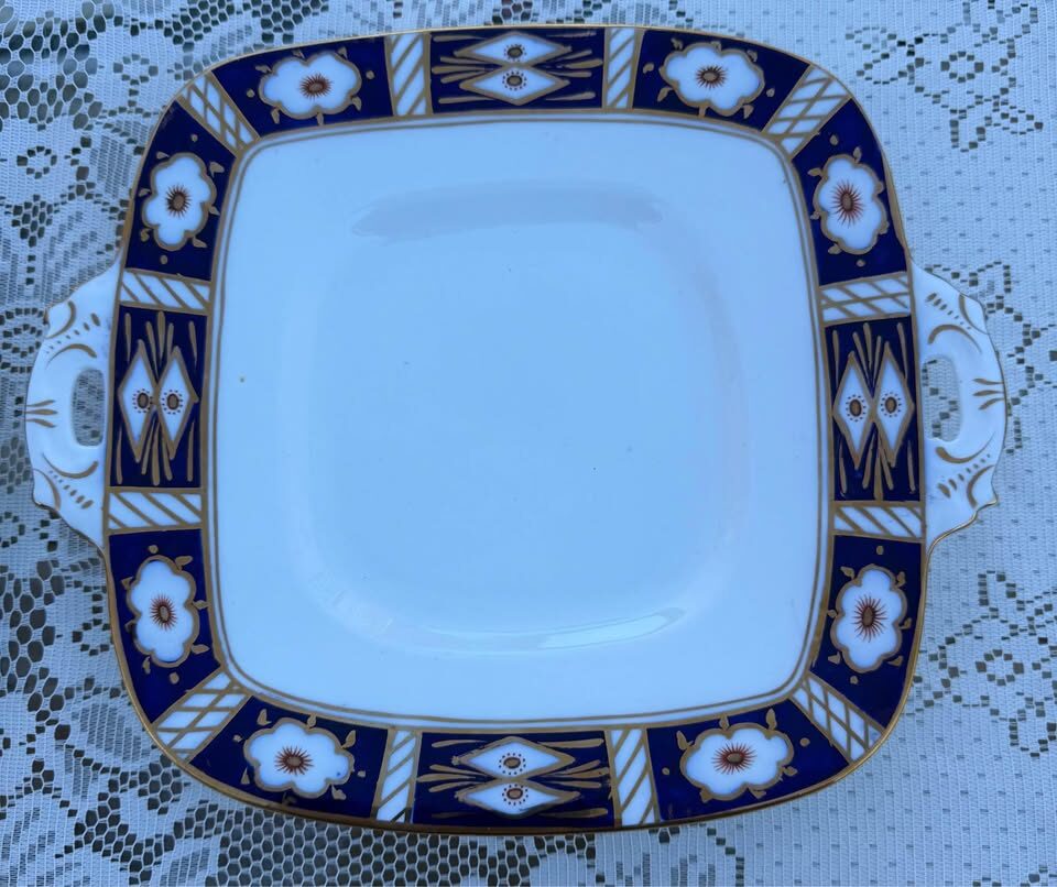 Antique Royal Stafford Handled Cake Plates 10.5" • Art Deco 1930s • MINT - photo 3