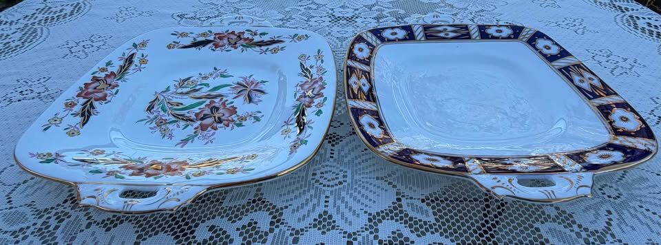 Antique Royal Stafford Handled Cake Plates 10.5" • Art Deco 1930s • MINT - photo 6