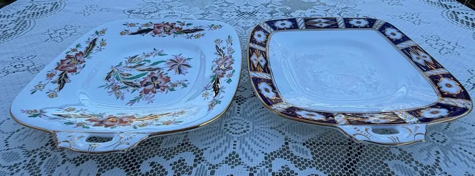 Antique Royal Stafford Handled Cake Plates 10.5" • Art Deco 1930s • MINT - photo 6