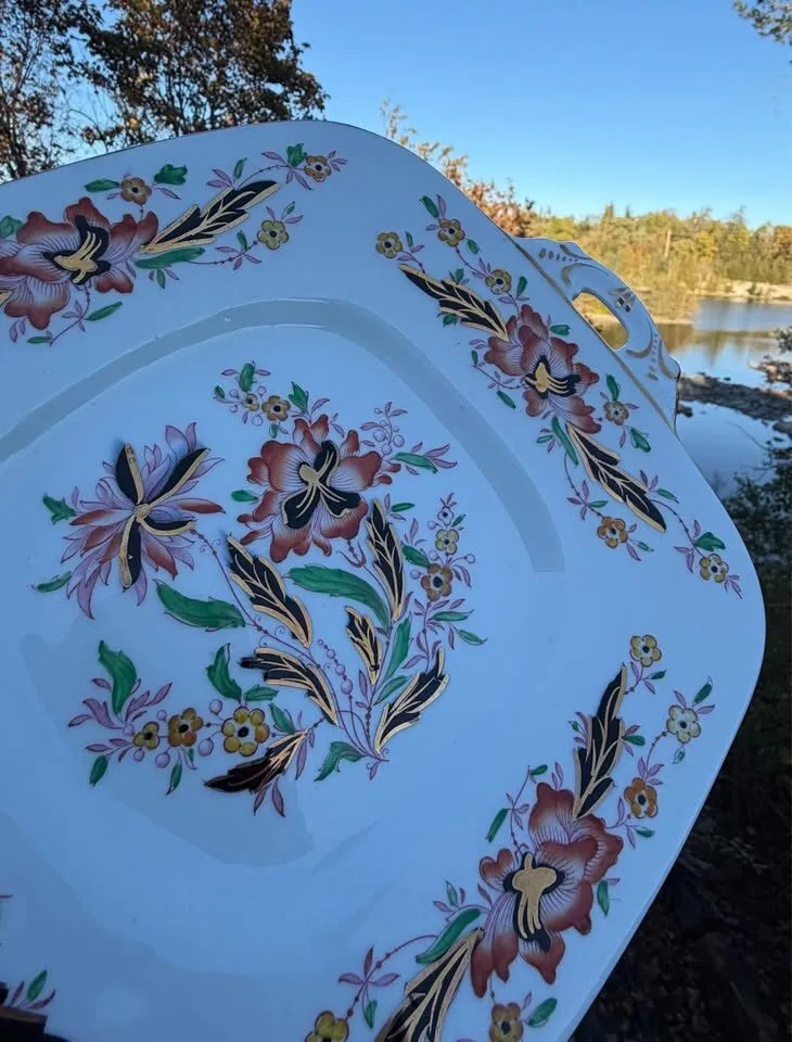 Antique Royal Stafford Handled Cake Plates 10.5" • Art Deco 1930s • MINT - photo 9