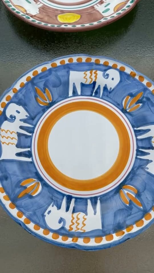 Authentic Hand-Painted Italian Ceramic Dinner Plates - Vietri & Casola Animal Patterns