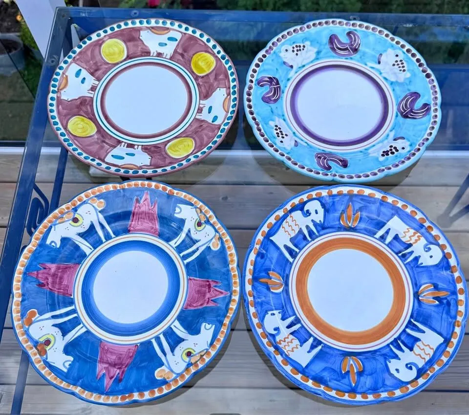 Authentic Hand-Painted Italian Ceramic Dinner Plates - Vietri & Casola Animal Patterns - photo 2