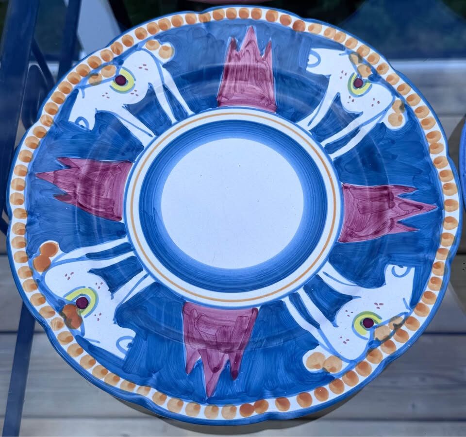 Authentic Hand-Painted Italian Ceramic Dinner Plates - Vietri & Casola Animal Patterns - photo 4