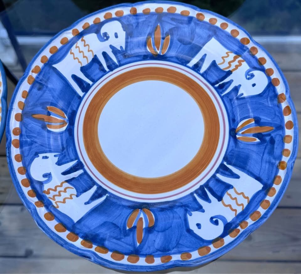 Authentic Hand-Painted Italian Ceramic Dinner Plates - Vietri & Casola Animal Patterns - photo 5