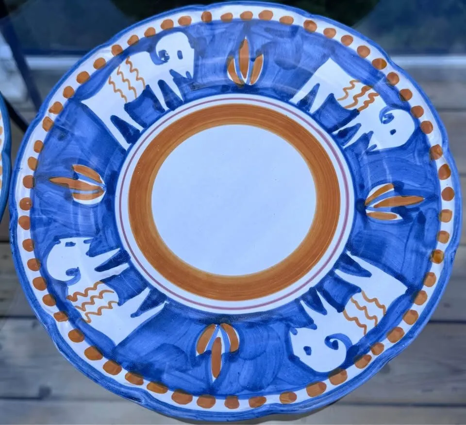 Authentic Hand-Painted Italian Ceramic Dinner Plates - Vietri & Casola Animal Patterns - photo 5