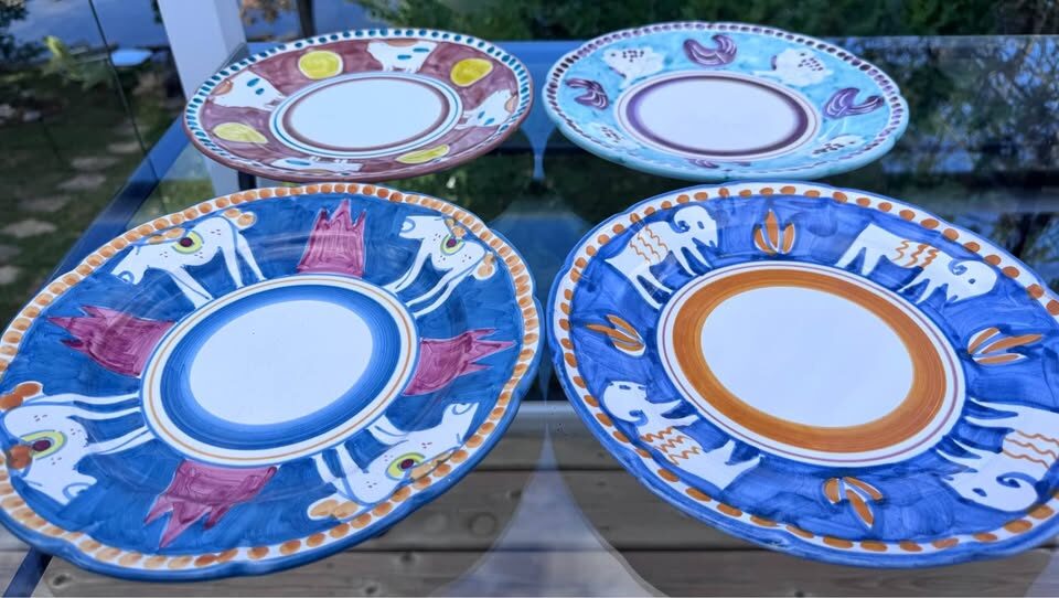 Authentic Hand-Painted Italian Ceramic Dinner Plates - Vietri & Casola Animal Patterns - photo 9