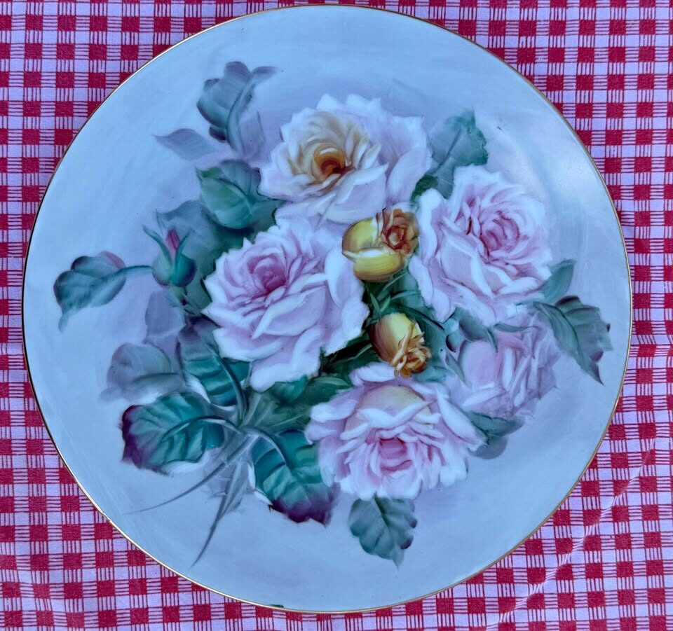 Vintage Takiro Hand-Painted Rose Porcelain Plate 10” - MINT - photo 2