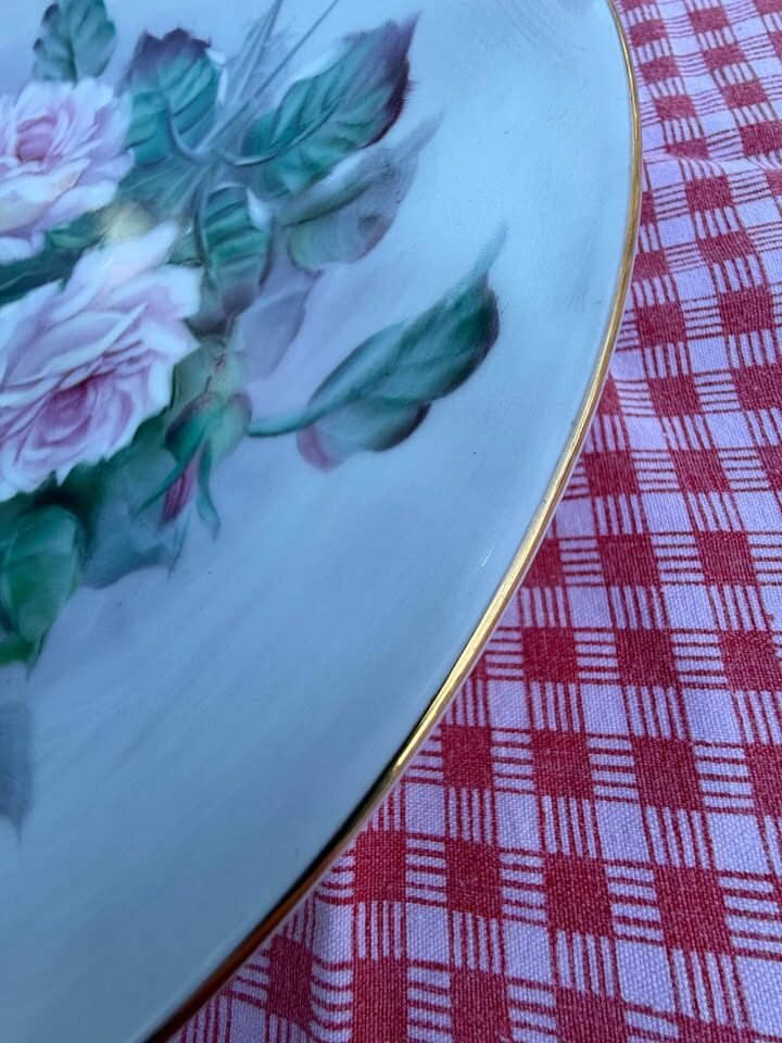 Vintage Takiro Hand-Painted Rose Porcelain Plate 10” - MINT - photo 6