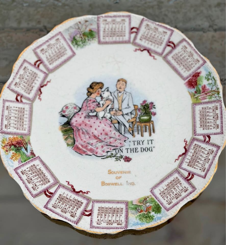 Antique 1909 Calendar Plate - Rare "Try It On The Dog" McNicol Semi-Porcelain - photo 1