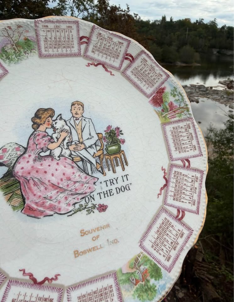 Antique 1909 Calendar Plate - Rare "Try It On The Dog" McNicol Semi-Porcelain - photo 6