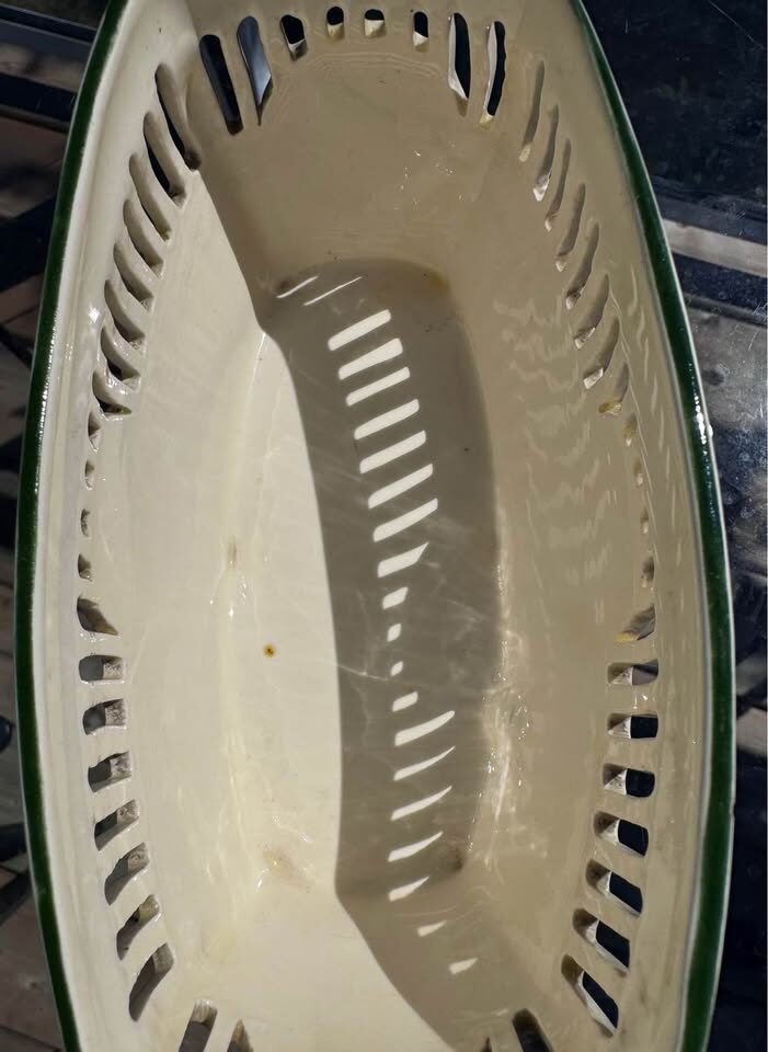 Vintage Reticulated Ceramic Basket Bowl - Mid Century Hand Painted - photo 4