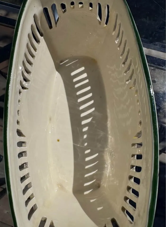 Vintage Reticulated Ceramic Basket Bowl - Mid Century Hand Painted - photo 4