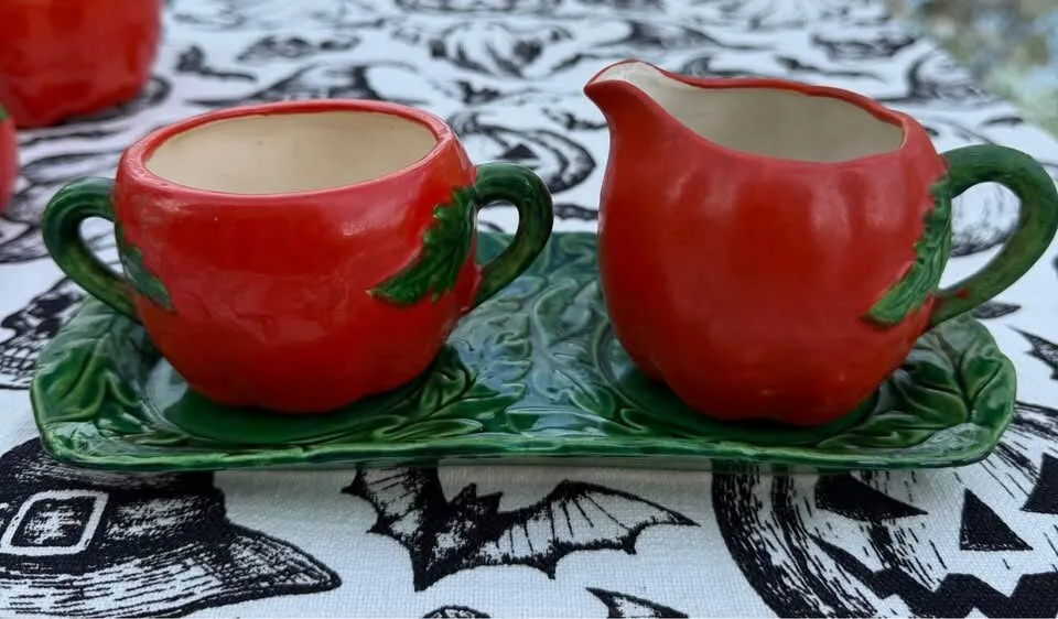 Vintage 1950s Maruhon Ware Pumpkin/Tomato Ware Tea Set (6pc) – Fall Cottage Decor - photo 4