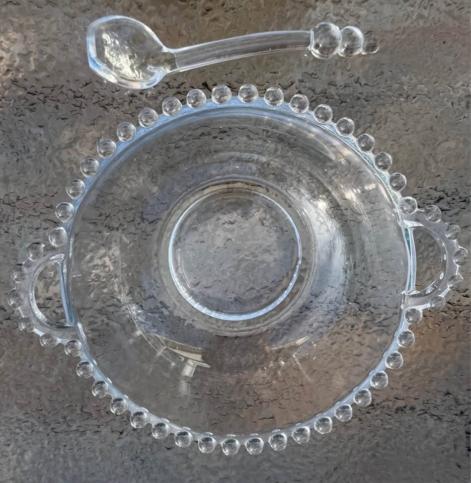 Vintage Imperial Glass "Candlewick" Handled Mayonnaise Bowl & Ladle Set (2-Piece) - photo 4