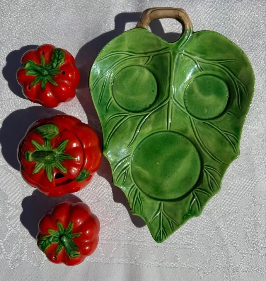 Rare 6pc Vintage Maruhon Ware Tomato Tea Set -Occupied Japan Era - photo 4