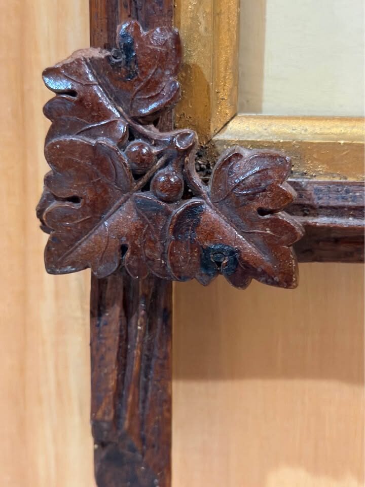 Antique 17x17" Leaf-Carved Frame & Dog Sketch – Boyd Estate Provenance - photo 7