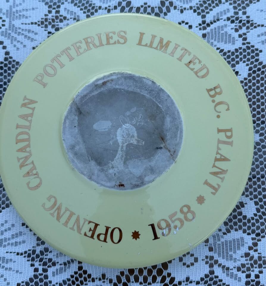 Vintage 1958 Canadian Potteries Ltd. Commemorative Dish - Rare BC Plant Opening - photo 3