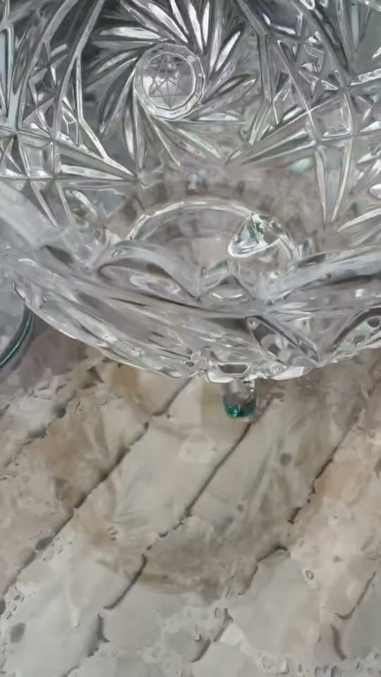 Vintage Bohemian Cut Crystal 7-Piece Serving Bowl & Matching Stemmed Glasses Set - photo 1