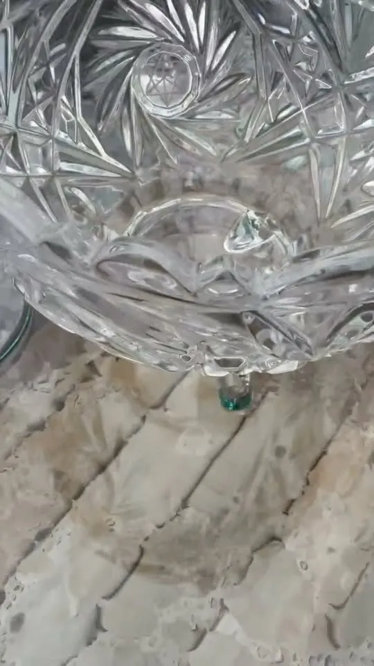 Vintage Bohemian Cut Crystal 7-Piece Serving Bowl & Matching Stemmed Glasses Set - photo 1