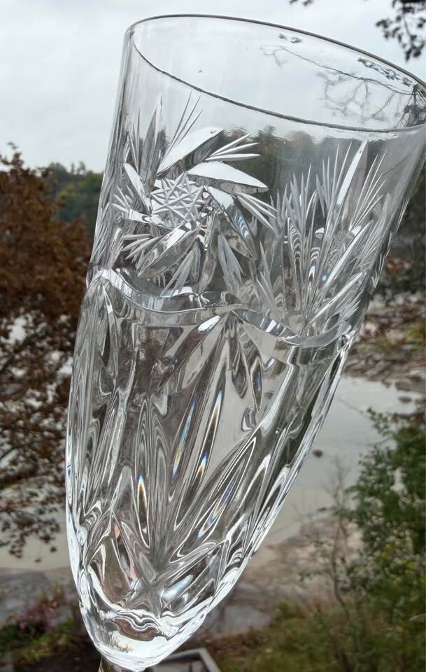 Vintage Bohemian Cut Crystal 7-Piece Serving Bowl & Matching Stemmed Glasses Set - photo 10