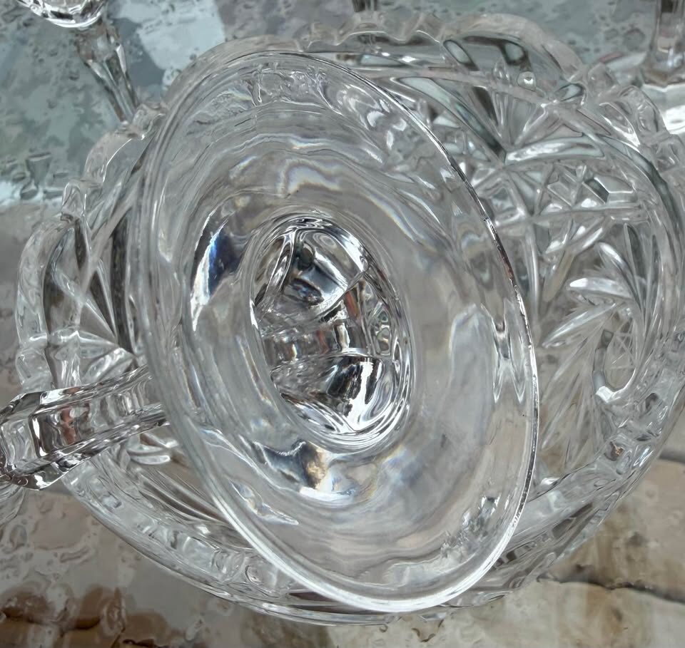 Vintage Bohemian Cut Crystal 7-Piece Serving Bowl & Matching Stemmed Glasses Set - photo 6