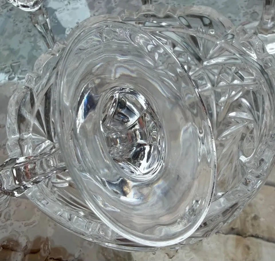 Vintage Bohemian Cut Crystal 7-Piece Serving Bowl & Matching Stemmed Glasses Set - photo 6