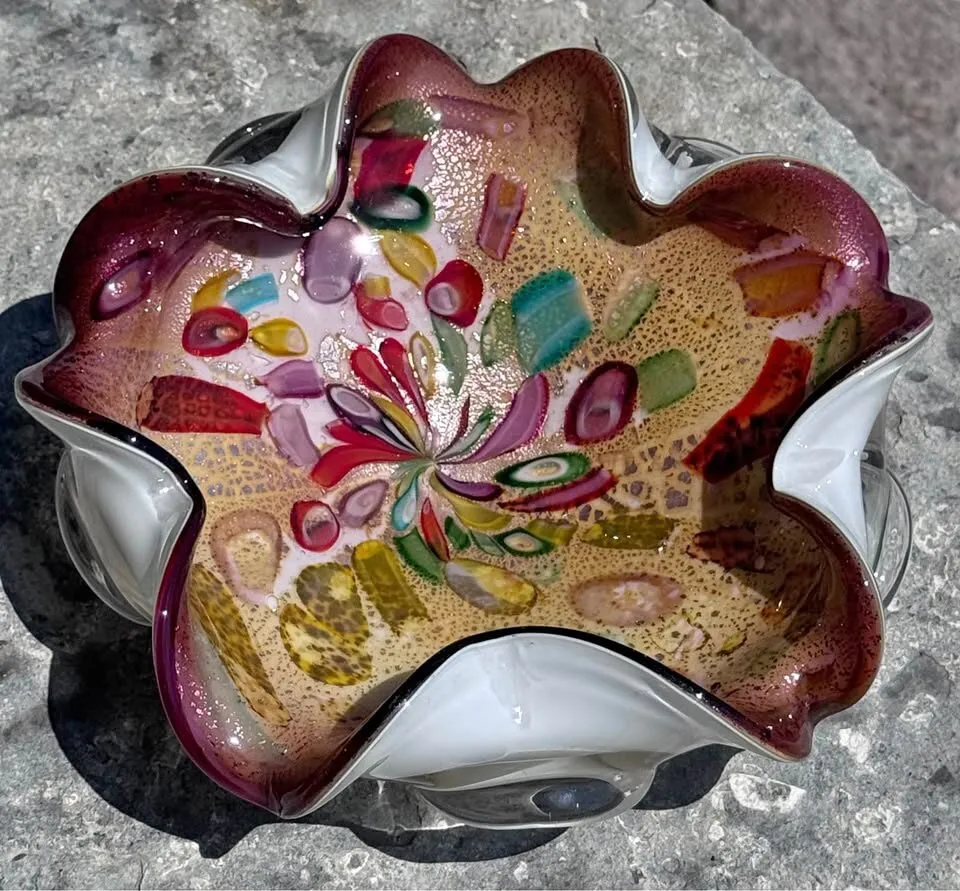 Vintage Murano Glass AVEM Bizantino Bowl.- Tutti Frutti 1950s (Label Fragment) - photo 2