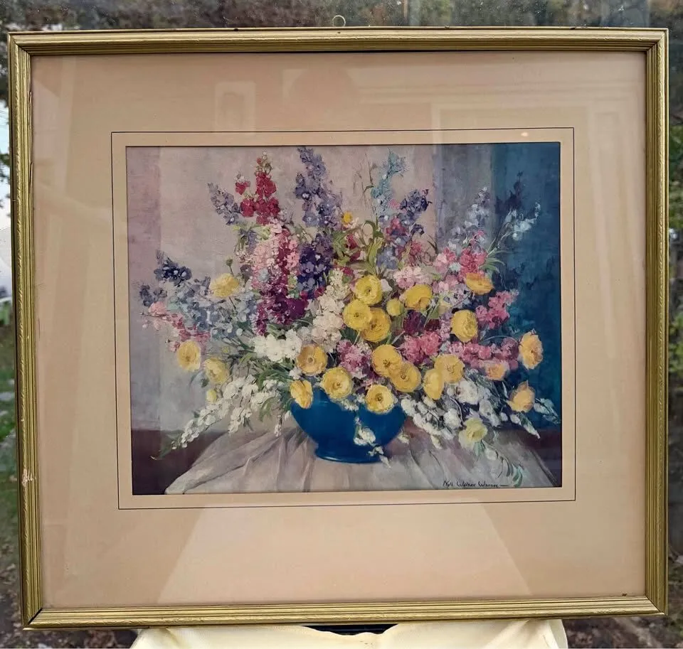 Vintage Mid-Century Floral Print "Nature's Splendour" by Nell Walker Warner - Framed Statement Art - photo 1