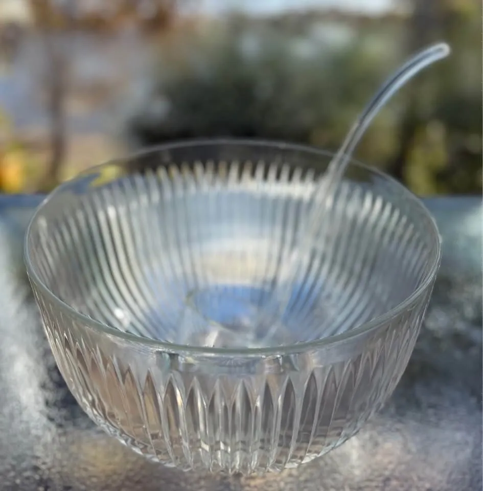 Rare Vintage 5-Pc Mid-Century Crystal Buffet Serving Set - Includes Glass Ladle! - photo 6