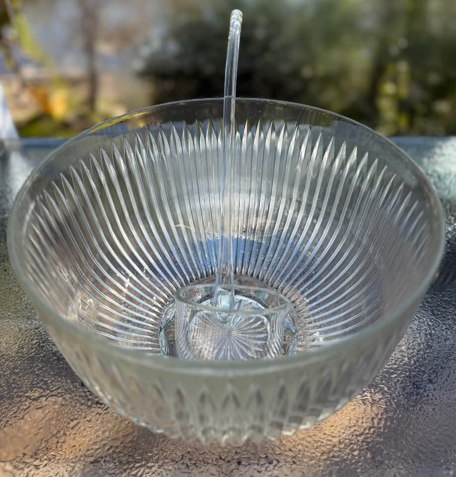 Rare Vintage 5-Pc Mid-Century Crystal Buffet Serving Set - Includes Glass Ladle! - photo 8