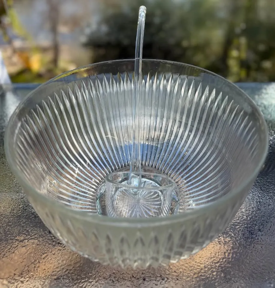 Rare Vintage 5-Pc Mid-Century Crystal Buffet Serving Set - Includes Glass Ladle! - photo 8