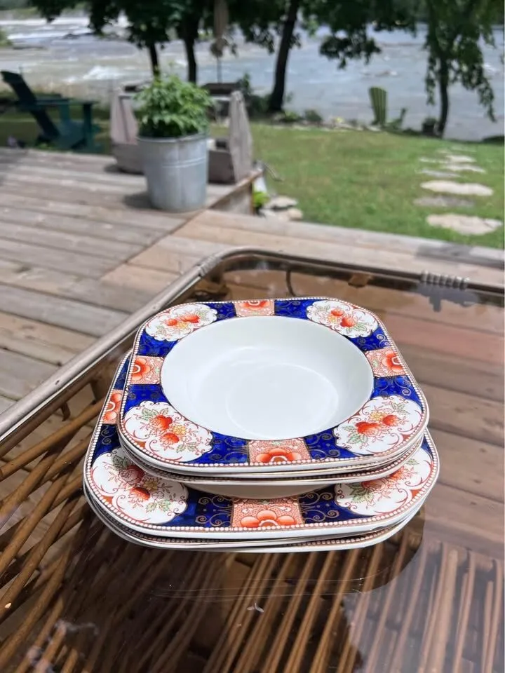 Vintage 1930s Wood & Sons "Napoli" Imari -10 Piece Dinnerware Set with Platter - photo 4