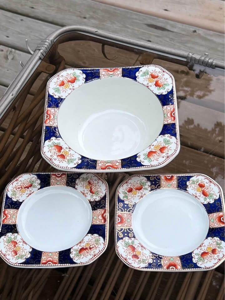 Vintage 1930s Wood & Sons "Napoli" Imari -10 Piece Dinnerware Set with Platter - photo 5