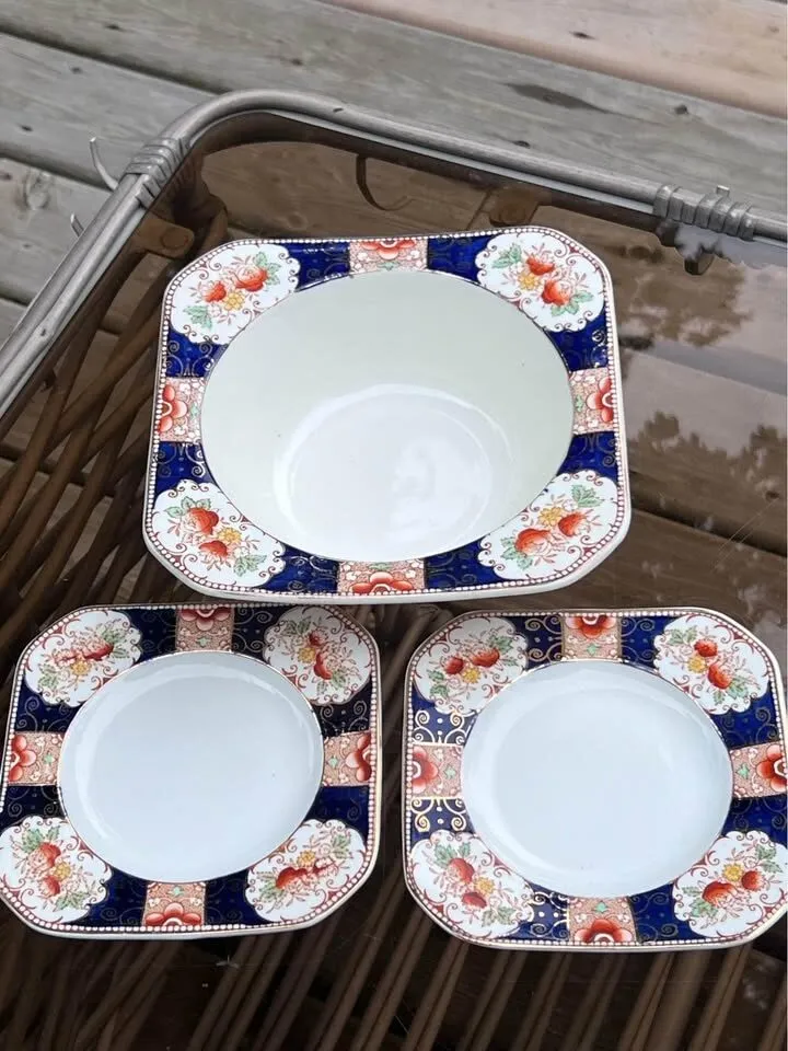 Vintage 1930s Wood & Sons "Napoli" Imari -10 Piece Dinnerware Set with Platter - photo 5