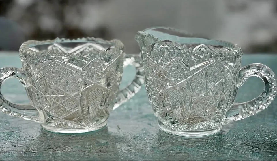 Antique 1907 McKee Glass "Fentec" Cream & Sugar Set - Marked - photo 1