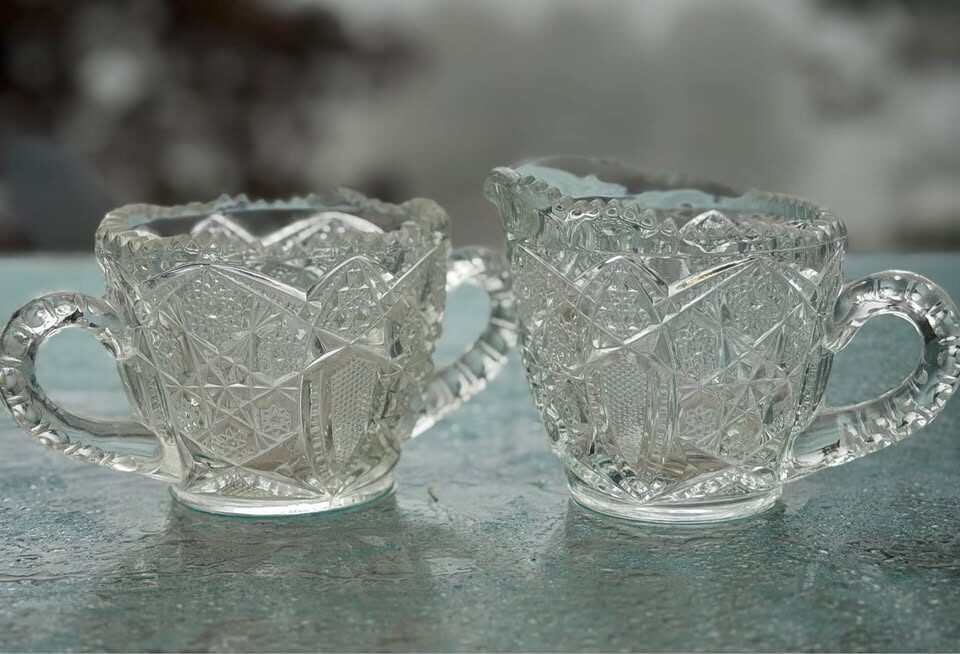 Antique 1907 McKee Glass "Fentec" Cream & Sugar Set - Marked - photo 2