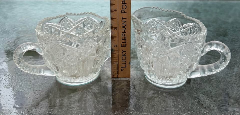 Antique 1907 McKee Glass "Fentec" Cream & Sugar Set - Marked - photo 3