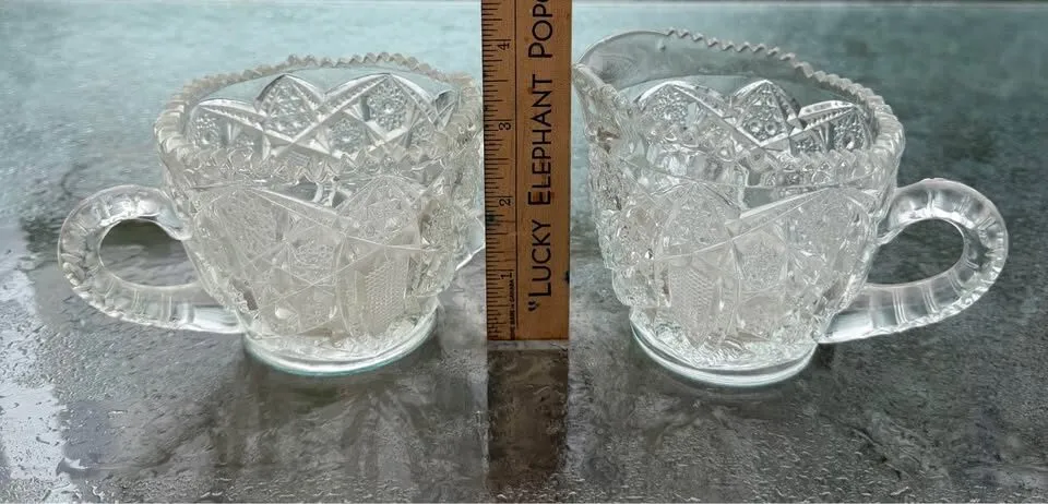 Antique 1907 McKee Glass "Fentec" Cream & Sugar Set - Marked - photo 3