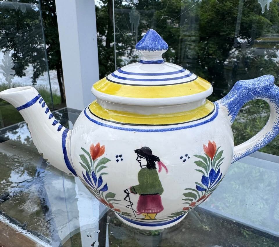 Antique 1920/1930s Henriot Quimper 5-Pc Tea Set - Handpainted French Faience - photo 5