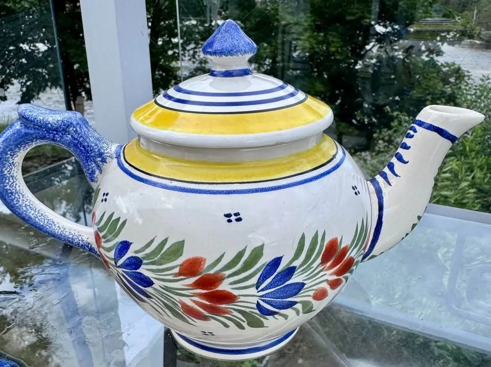 Antique 1920/1930s Henriot Quimper 5-Pc Tea Set - Handpainted French Faience - photo 6