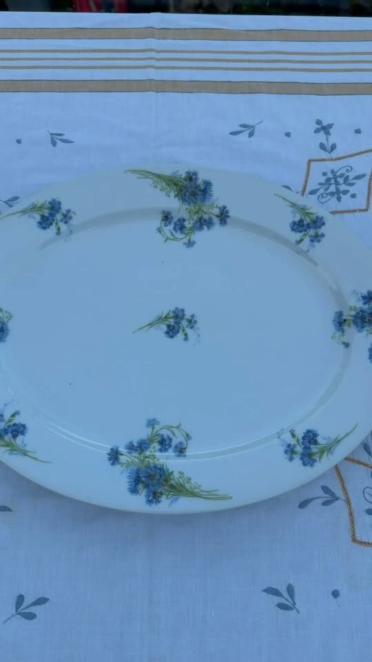 Antique French Limoges 15" Cornflower Platter – Perfect Cottage Charm! - photo 1